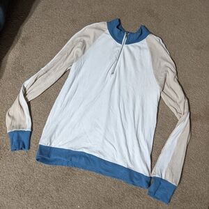 Blue and White Long Sleeve Women's Top